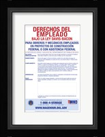 Employee Rights Under the Davis-Bacon Act Spanish Version 2012 Framed Print