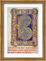Illuminated Manuscript, Psalter. Inhabited Initial B of Psalm 1 Fine Art Print