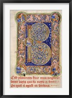 Illuminated Manuscript, Psalter. Inhabited Initial B of Psalm 1 Fine Art Print