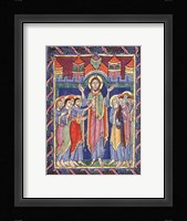 Albani Psalter, appearance of the Risen One on the eighth day Framed Print