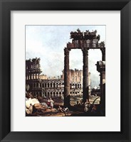 Colosseum and the ruins of the Temple of Castor et Pollux Framed Print