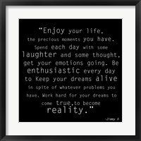 Enjoy Life, Jimmy V Quote Fine Art Print