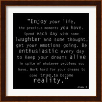 Enjoy Life, Jimmy V Quote Fine Art Print