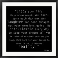 Enjoy Life, Jimmy V Quote Fine Art Print