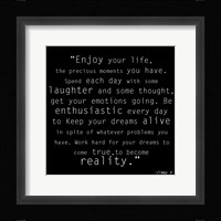 Enjoy Life, Jimmy V Quote Framed Print