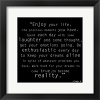 Enjoy Life, Jimmy V Quote Framed Print