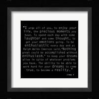 Be Enthusiastic, Jimmy V Quote Framed Print
