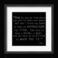 Enthusiasm for Life, Jimmy V Quote Framed Print