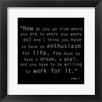 Enthusiasm for Life, Jimmy V Quote Framed Print