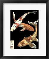 Koi Fish on Black I Framed Print