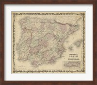 Johnson's Map of Spain & Portugal Fine Art Print