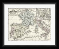 Map of France, Spain & Italy Fine Art Print