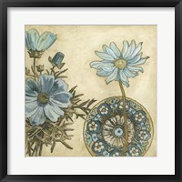 Blue & Taupe Blooms I Fine Art Print