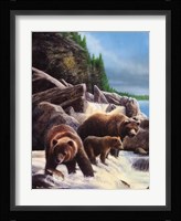 Grizzlies by Falls Fine Art Print