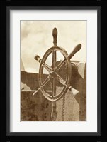 Sepia Ship's Wheel I Framed Print