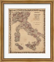 Johnson's Map of Italy Fine Art Print
