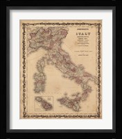 Johnson's Map of Italy Fine Art Print