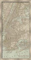 Tinted Map of New York Fine Art Print