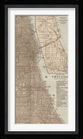 Tinted Map of Chicago Fine Art Print