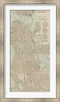 Tinted Map of Boston Fine Art Print