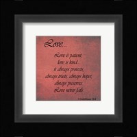 Love 1 Corinthians 13:4 Framed Print