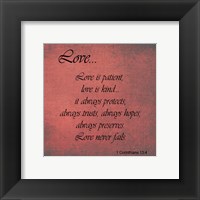 Love 1 Corinthians 13:4 Framed Print