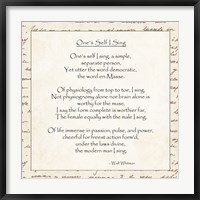 One's Self I Sing by Walt Whitman Fine Art Print
