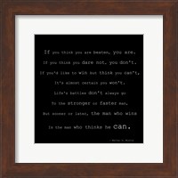 If You Think You are Beaten Quote by Walter D. Wintle Fine Art Print