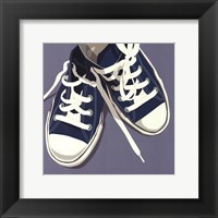 Lowtops (blue on gray) Framed Print