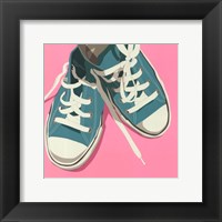 Lowtops (blue on pink) Framed Print