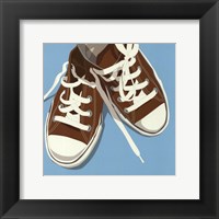 Lowtops (brown on blue) Framed Print