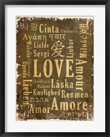 Love in Multiple Languages Framed Print