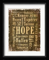 Hope in Multiple Languages Framed Print