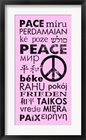 Pink Peace Languages Framed Print