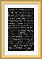 Mother Teresa Quote Black Fine Art Print