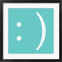 Aqua Smiley Framed Print