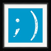 Blue Wink Smiley Framed Print