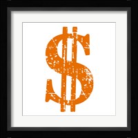 Orange Dollar Sign Framed Print