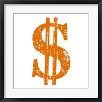 Orange Dollar Sign Framed Print
