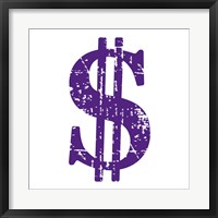 Purple Dollar Sign Framed Print