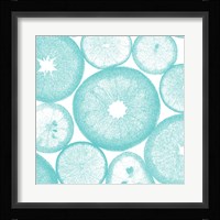Aqua Lemon Slices Framed Print