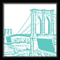 Aqua Brooklyn Bridge Fine Art Print