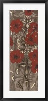 Poppies on Damask I Fine Art Print