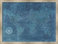 Azure World Map Fine Art Print