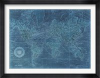 Azure World Map Fine Art Print