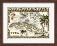 Tropical Map of Cuba Fine Art Print