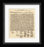 Declaration of Independence Khaki Framed Print
