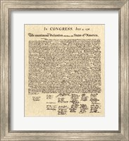 Declaration of Independence Khaki Fine Art Print