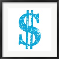 Blue Dollar Sign Framed Print