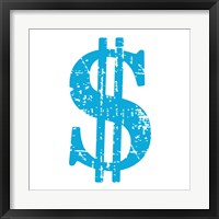 Blue Dollar Sign Fine Art Print